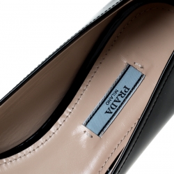 Pre Owned Prada Black Patent Leather And Metallic Gold Cap Toe Ballet Flats Size 38