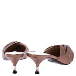 Prada Metallic Bronze Leather Kitten Heel Twist Mule Sandals 39
