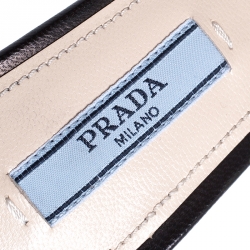 Pre Owned Prada Black Leather Kitten Heel Twist Mule Sandals 37.5