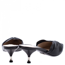 Pre Owned Prada Black Leather Kitten Heel Twist Mule Sandals 37.5