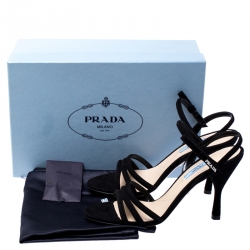 Pre Owned Prada Black Suede Open Toe Ankle Strap Sandals Size 39