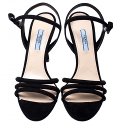 Pre Owned Prada Black Suede Open Toe Ankle Strap Sandals Size 39