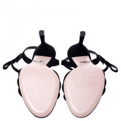 Pre Owned Prada Black Suede Open Toe Ankle Strap Sandals Size 39