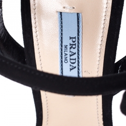 Pre Owned Prada Black Suede Open Toe Ankle Strap Sandals Size 39