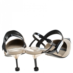 Prada Two Tone Leather Pointed Toe Slingback Sandals Size 41