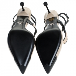 Prada Two Tone Leather Pointed Toe Slingback Sandals Size 41
