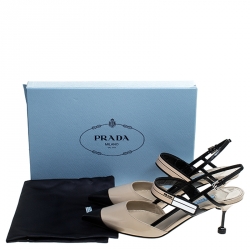 Prada Two Tone Leather Pointed Toe Slingback Sandals Size 41