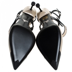 Prada Two Tone Leather Pointed Toe Slingback Sandals Size 39