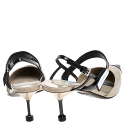 Prada Two Tone Leather Pointed Toe Slingback Sandals Size 39