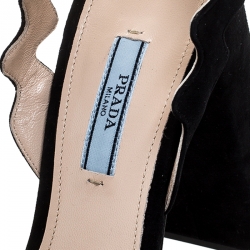 Pre Owned Prada Black Suede Leather Ankle Strap Sandals Size 39.5