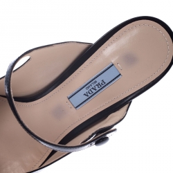 Pre Owned Prada Black Leather Pointed Toe Mules Size 39