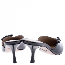 Prada Black Patent Leather Pointed Toe Slip On Mules Size 38