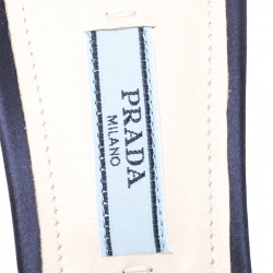 Pre Owned Prada Blue Satin Crystal Embellished Peep Toe Mules Size 38