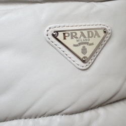 Pre Owned Prada Sport White Leather Platform Wedge Mid Calf Winter Boots Size 39