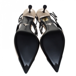 Prada Two Tone Leather Pointed Toe Slingback Sandals Size 40
