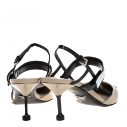 Prada Two Tone Leather Pointed Toe Slingback Sandals Size 40