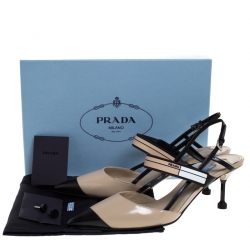 Prada Two Tone Leather Pointed Toe Slingback Sandals Size 40