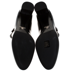 Pre Owned Prada Black Patent Leather Mary Jane Pumps Size 39.5