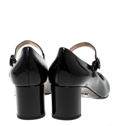 Pre Owned Prada Black Patent Leather Mary Jane Pumps Size 39.5