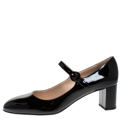 Pre Owned Prada Black Patent Leather Mary Jane Pumps Size 39.5