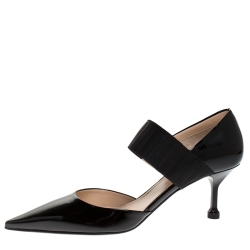 Pre Owned Prada Black Patent Leather Pointed Toe Pumps Size 38.5