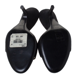 Pre Owned Prada Black Suede Mules Slides Size 38.5