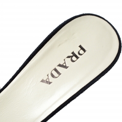 Pre Owned Prada Black Suede Mules Slides Size 38.5