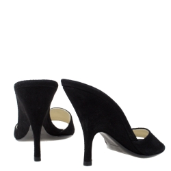Pre Owned Prada Black Suede Mules Slides Size 38.5