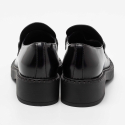 Prada Black Leather Platform Loafers Size 38