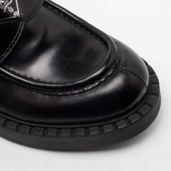 Prada Black Leather Platform Loafers Size 38