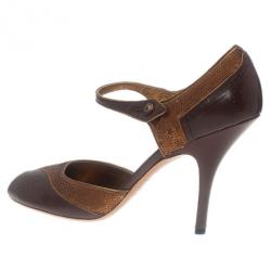 Pre Owned حذاء برادا جلد بني ماري جين مقاس 40