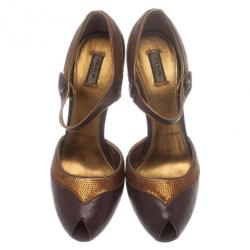 Pre Owned حذاء برادا جلد بني ماري جين مقاس 40