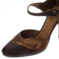 Pre Owned حذاء برادا جلد بني ماري جين مقاس 40