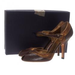 Pre Owned حذاء برادا جلد بني ماري جين مقاس 40