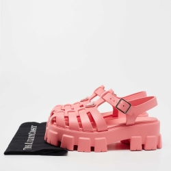 Pre Owned Prada Pink Rubber Slingback Sandals Size 39