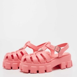 Pre Owned Prada Pink Rubber Slingback Sandals Size 39
