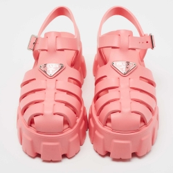 Pre Owned Prada Pink Rubber Slingback Sandals Size 39