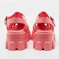 Pre Owned Prada Pink Rubber Slingback Sandals Size 39