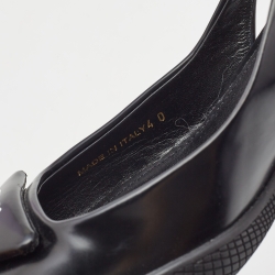 Pre Owned Prada Black Leather Slingback Logo Plaque Pumps Size 40