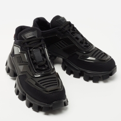 مملوكة مسبقًا Prada Black Mesh and Rubber Cloudbust Thunder Low Top Sneakers Size 38.5
