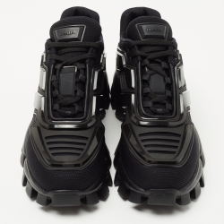 مملوكة مسبقًا Prada Black Mesh and Rubber Cloudbust Thunder Low Top Sneakers Size 38.5