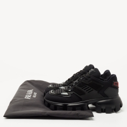 مملوكة مسبقًا Prada Black Mesh and Rubber Cloudbust Thunder Low Top Sneakers Size 38.5