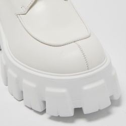 Prada White Leather Platform Lace Up Derby Size 38.5 
