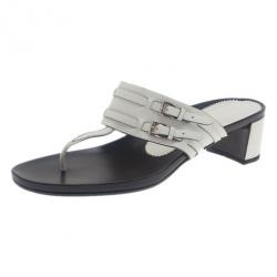 Pre Owned Prada White Leather Thong Sandals Size 41