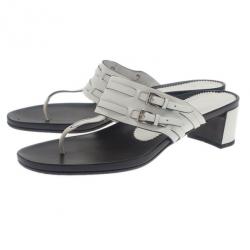 Pre Owned Prada White Leather Thong Sandals Size 41