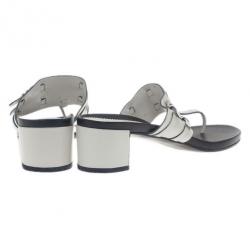Pre Owned Prada White Leather Thong Sandals Size 41
