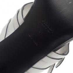 Pre Owned Prada White Leather Thong Sandals Size 41