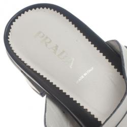 Pre Owned Prada White Leather Thong Sandals Size 41