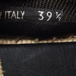 Pre Owned Prada  Gold/Black Lurex Fabric Espadrille Flats Size 39.5