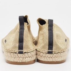 Pre Owned Prada  Gold/Black Lurex Fabric Espadrille Flats Size 39.5